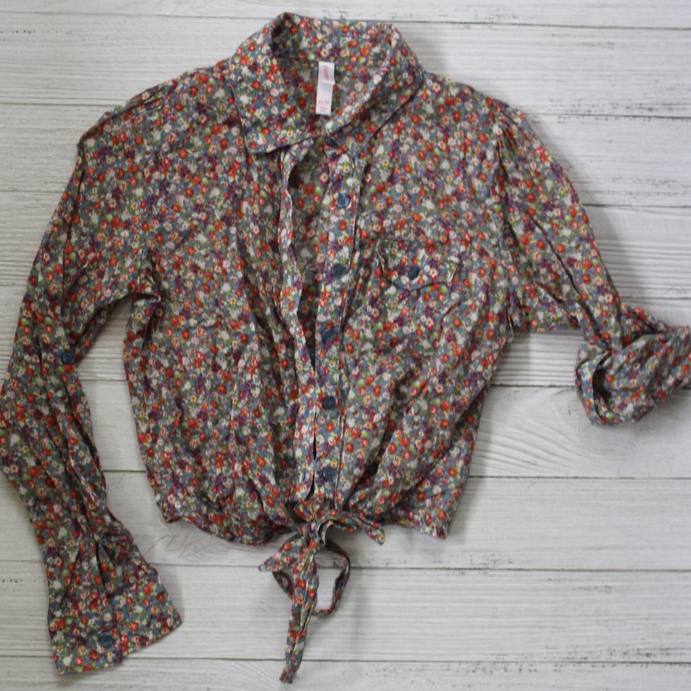 Floral Linen Tie Crop Top